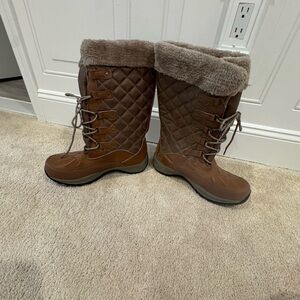 Pacifica Brown Quilted Winter & Rain Boots with Faux Fur Lining